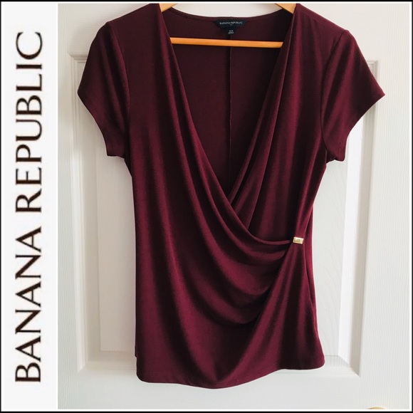 Banana Republic short sleeve burgundy top - Picture 1 of 4